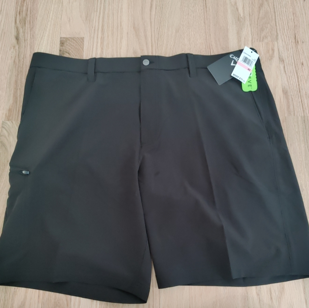 Nwt Size 40 - Callaway Men's 9" Opti-Dri Stretch Upf 50 Golf Shorts 'Caviar'